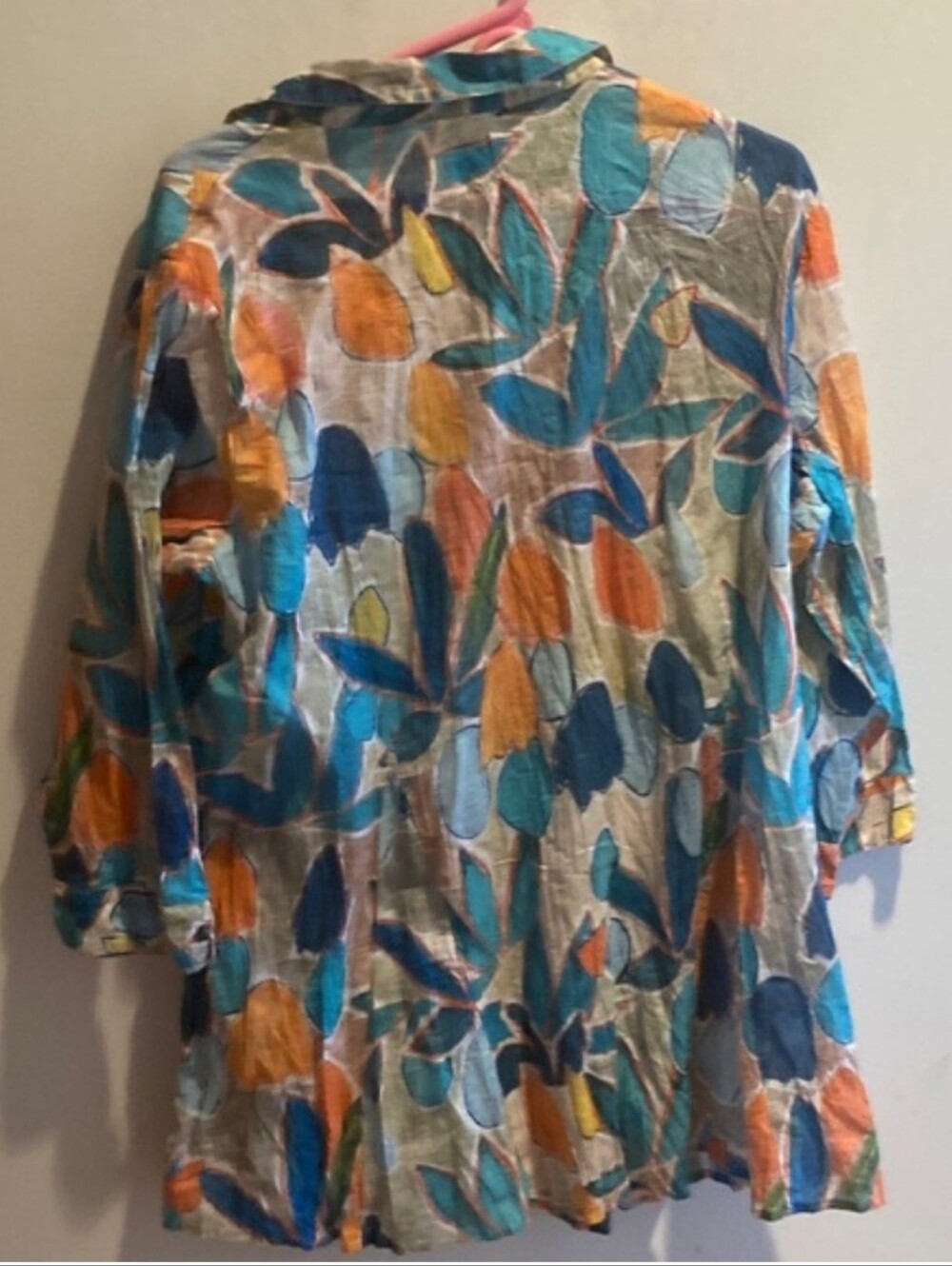NWT Nic & Zoe Colorful Abstract Leaf Button-Front Tunic 1X - Picture 2 of 7